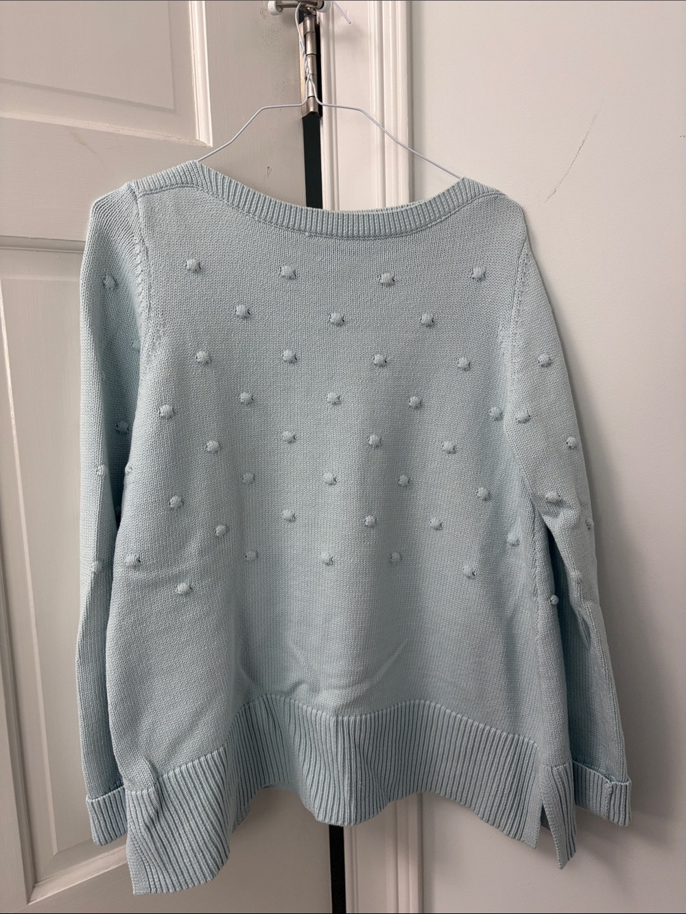 Ann Taylor Light Blue Pom-Pom Crewneck Sweater - Women